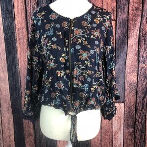 Xhilaration Waist Tassel Wide Sleeve Crop Jacket
